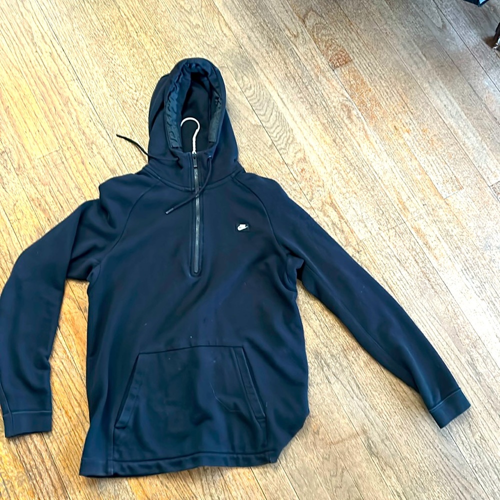 men’s Nike black half zip hoodie, gently worn